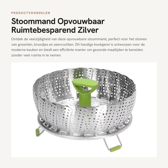 Multifunktionel Sammenfoldelig Dampkurv - Rustfrit Stål - 9 tommer