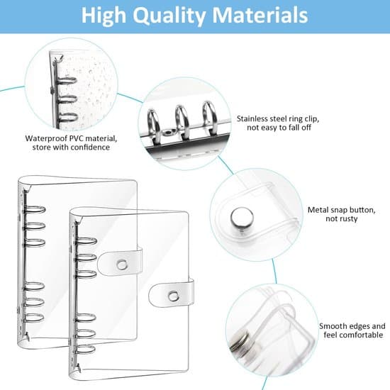 - 2-pack A6 pärmfickor - Transparenta vattentäta pärmfickor med tryckknappar