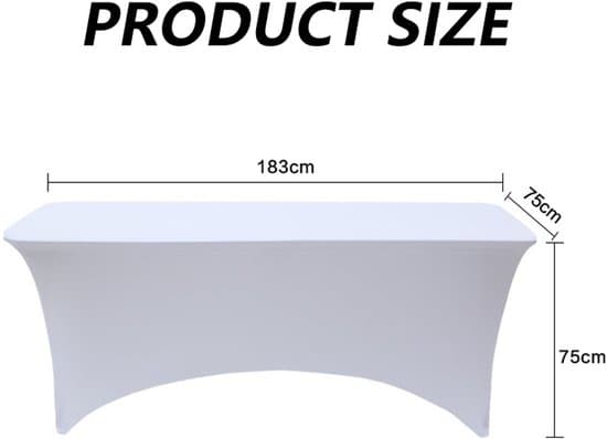 Stretchduk - Elastisk duk - Festdekoration - Rivtålig - 183 x 75 x 75 cm - Vit