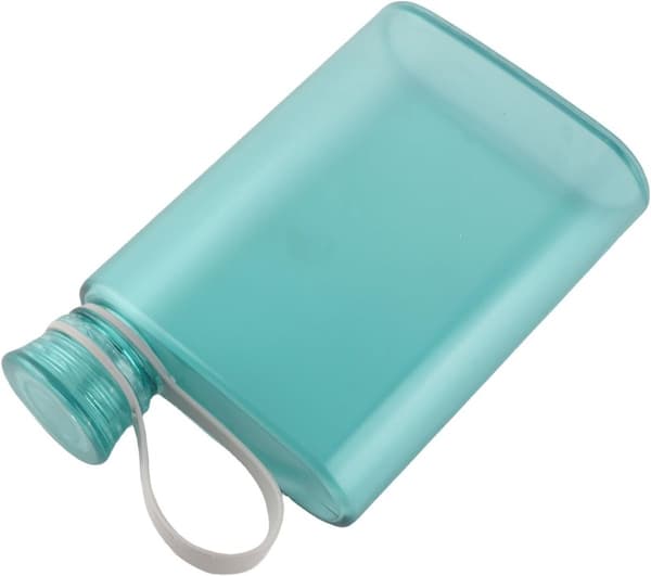 Platt vattenflaska, 380 ml transparent A5 läckagesäker rektangulär flaska, blå