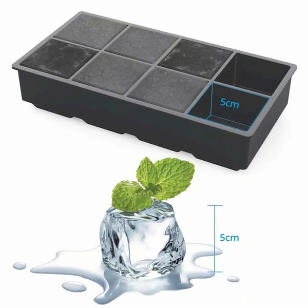 Isbitsform i silikon med lock, extra stor isbitsform, isbitsbehållare, 2-pack ismaskin
