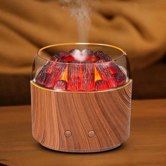 Lämplig för Volcano Flame Diffuser 160 ml Bärbar Dimluftfuktare Doftterapi Tyst Varmt Ljus Hem