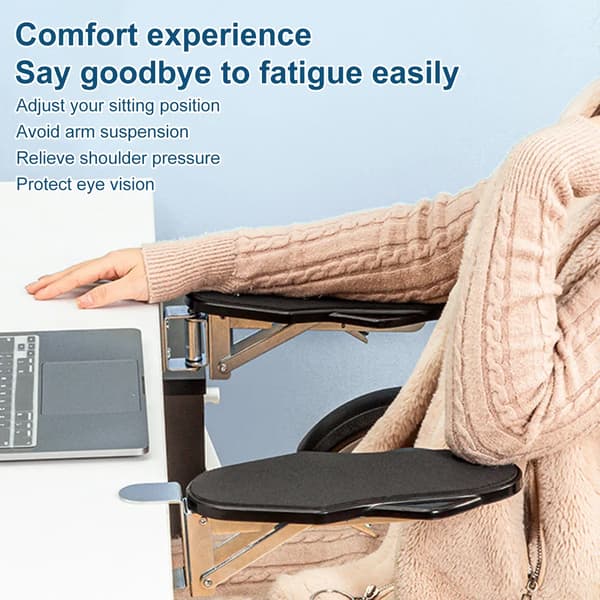 Datorarmstöd med ergonomisk skumvaddering, justerbart, roterbart, hopfällbart, bärande, skrivbordsförlängning