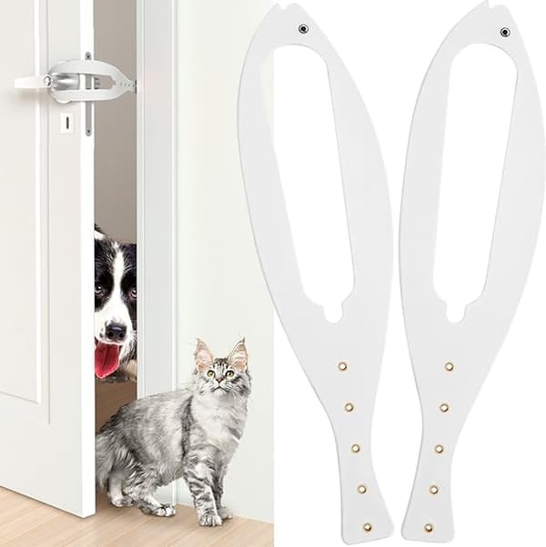 2-pack låsbara kattdörrstoppar - Svart/Vit