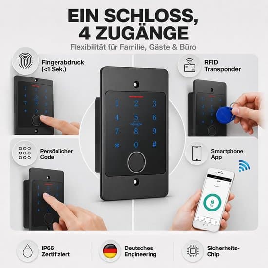 Smart dörrlåssystem med stöd för fingeravtryck och RFID, IP66-skydd