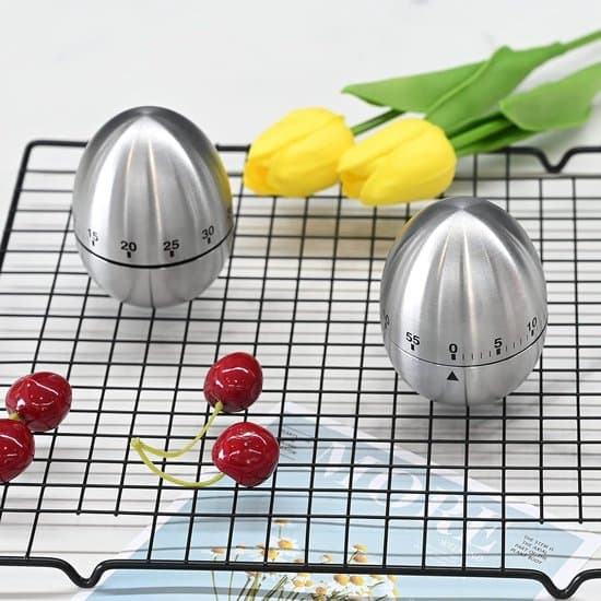 Kökstimer Set - Mekanisk Timer - Matlagning & Bakning - Rostfritt Stål - 2-delat Set - Silver
