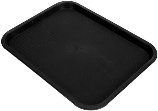 Snabbmatsbricka - rektangulär tallrik - matservering - halkfri botten - 35 x 27 cm - svart