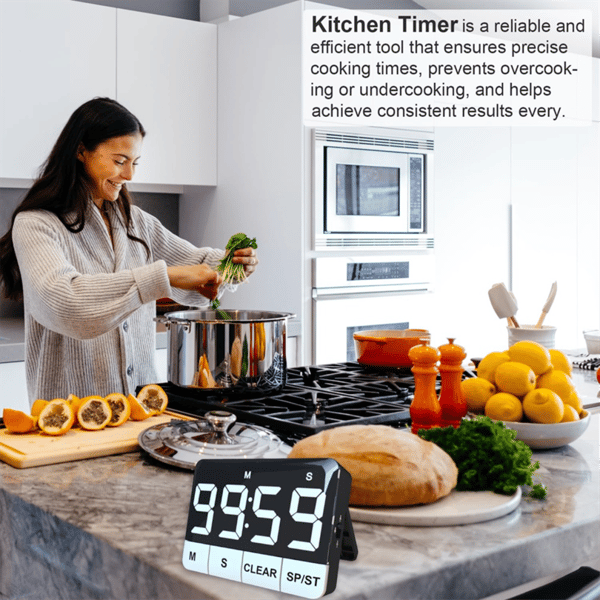 Køkkentimer, 120dB høj digital nedtællingstimer med LED-display