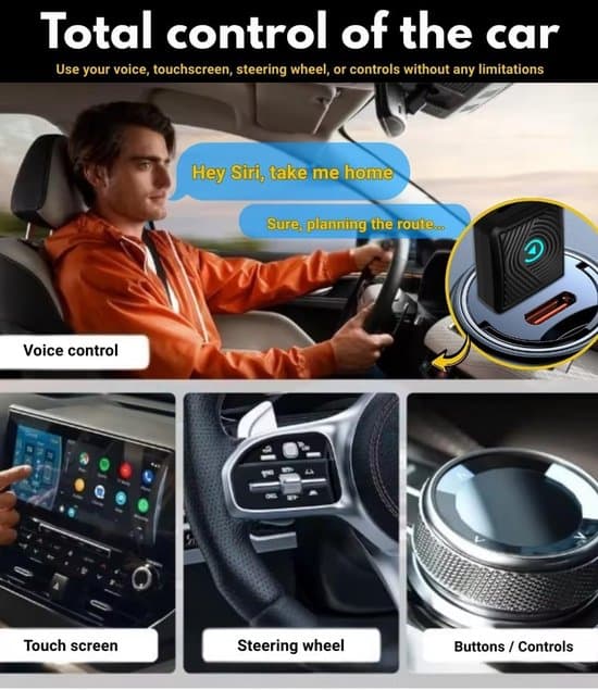 CarPlay 2026 Trådlös Edition, Kompatibel med Android Auto, Bluetooth-adapter för iPhone/Android, Stabil Överföring