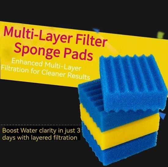 Damfiltervat, egnet til CBF-350B, 4 blå grove filtervatplader + 4 gule fine filtervatplader, 23 * 20 * 8 cm