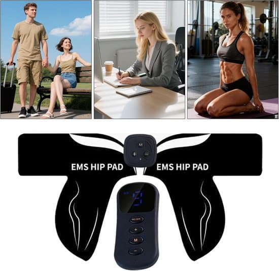Glute Trainer - Hoftestimulator - Hjemmetræning - 6 programmer 18 niveauer - 36,5 x 19,2 cm