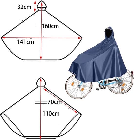 Vandtæt Unisex Marineblå Cykelregnponcho