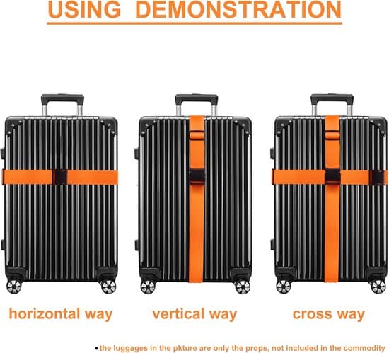 4-pack orange justerbara POM-spännen för bagage och resväskor