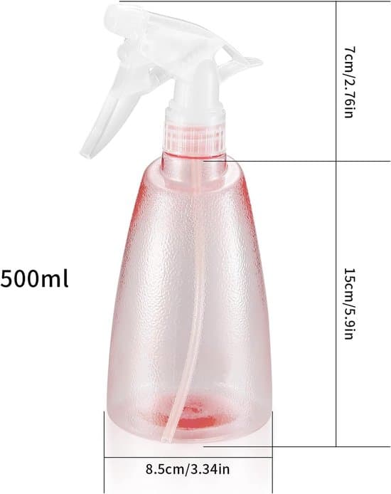 Sprayflaskor (2-pack, 8,5x22cm, 500ml) – Plastpumpflaskor för växter, trädgårdsarbete och hårvård