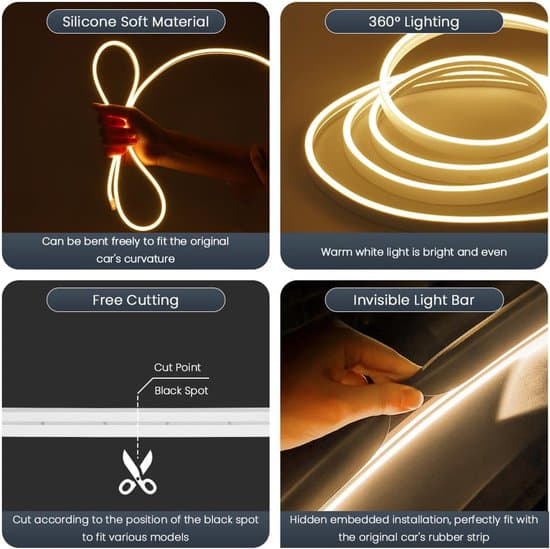 Dynamisk varmhvid automatisk sensor LED-lysstribe til bilbagagerum