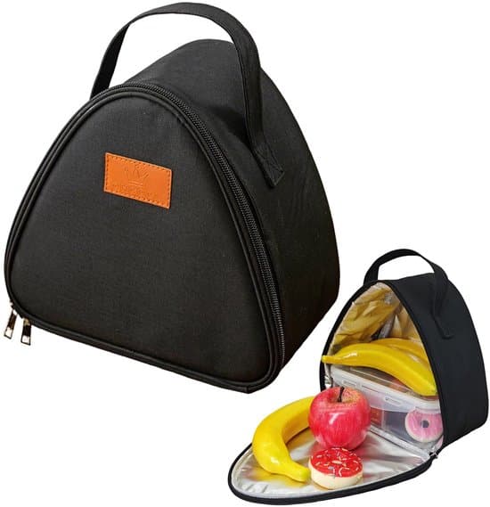 Stor triangulär lunchväska - Kylväska - Picknickväska - Arbetsväska - Matkonservering - Svart 22,5 x 13 x 22 cm