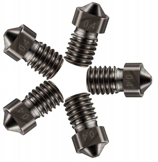 3D-printer reservedele - 3D-printer dyser - 5-delt hærdet stål E3D V6 dyser, 0,4 mm, 3D-printer tilbehør