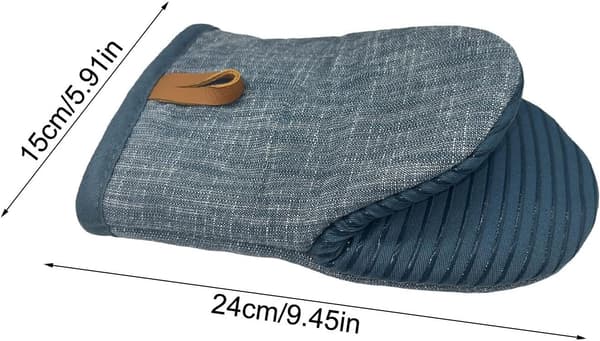 2-pack blå mini värmebeständiga handskar halkfri silikonfoder kök