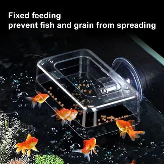 Fast, anti-drift fiskefoderautomat, velegnet til akvarier – fodringsområder med stor kapacitet, kan indeholde flydende fiskefoder og flagefiskefoder.