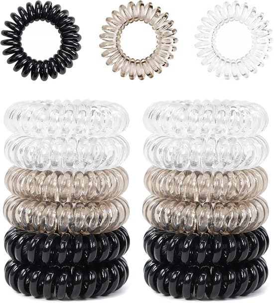 12 Hårsnoddar, Kvinnor & Flickor, Spiral, Plast