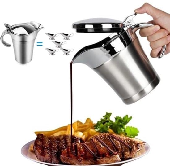 450 ml dobbeltlagsisoleret sovsekande i rustfrit stål med låg - Velegnet til sovs, fløde og væsker.