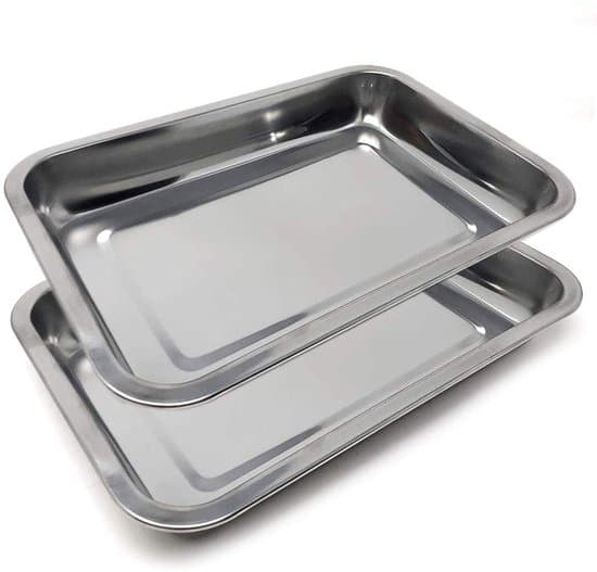Todelt bakkesæt - rektangulær dyb bakke - rustfrit stål - 36 x 27 cm