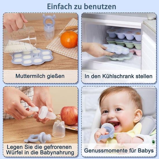 Matförvaringsbehållare för bebisar - Silikonisbitsform - 3-pack