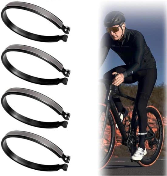 2-pak reflekterende cykelbukseclips og benstropper, 90 mm maks. længde (sort)