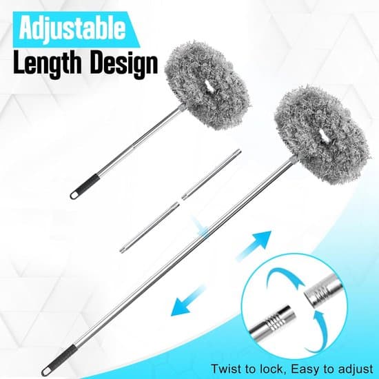 4-delat 30-130 cm utdragbart mikrofiberdammvippeset - Grå