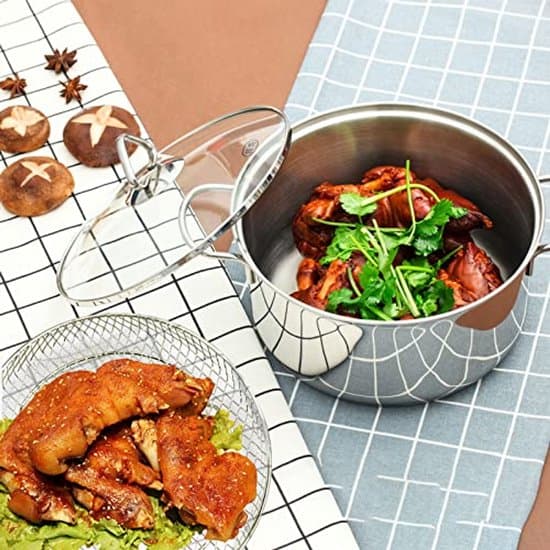 3-delt universelt tilbehørssæt til airfryer - Rund grillrist og stabelbart grillnet