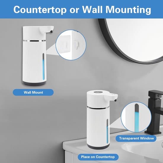 Automatisk sæbedispenser med digitalt display, USB genopladelig skumsæbedispenser til badeværelset