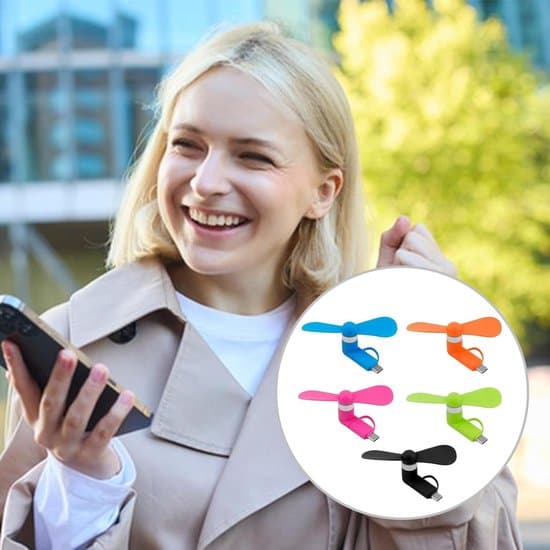 Smartphone Mini Ventilatorsæt - 5 stk. pakke - Laptop Ventilator - USB Mini Ventilator (Android) - Trådløs Håndholdt Ventilator - til USB-C og Micro-USB Interfaces -...