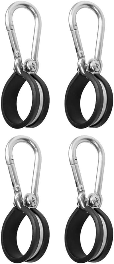 4 gummikabelbindere med karabinhager - 40 mm - rustfrit stål