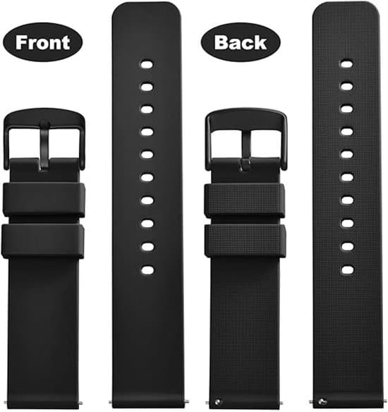 To silikone urremme, sort spænde, quick-release design, 22 mm erstatningsremme