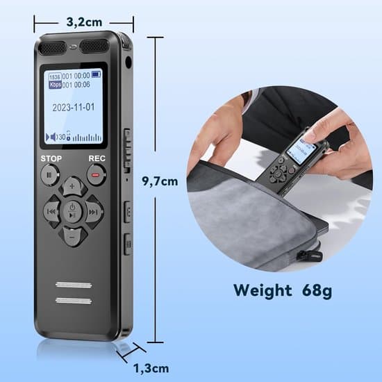 Diktator 8GB – 1536kbps, display, USB-C, brusreducering, en-tryck
