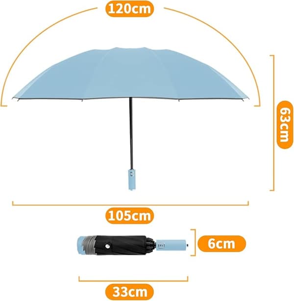Automatisk foldbar parasol - 10 ribber - blå