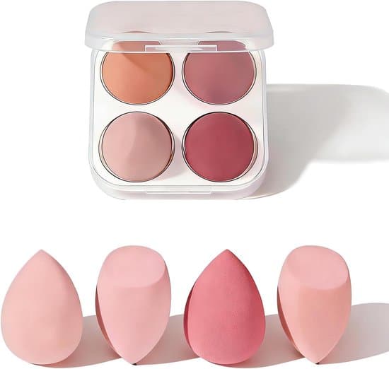 4-delt latexfri tør og våd makeupsvampesæt til BB Cream & Foundation