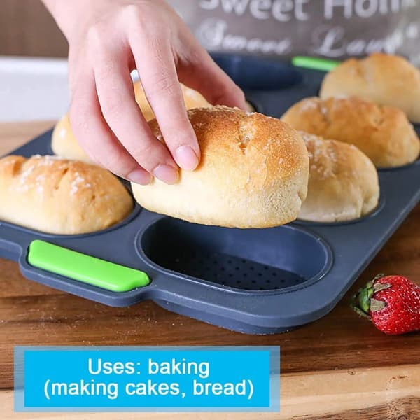 Silikone brødbageforme, mini baguette bageforme, bollebageforme, non-stick silikone baguetteforme, non-stick perforerede bageforme