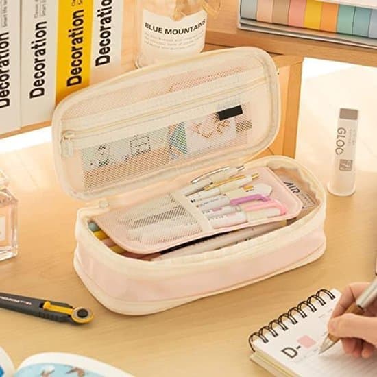 22x11x6.5cm Dubbelfack Stor Kapacitet Pennfodral - Rosa