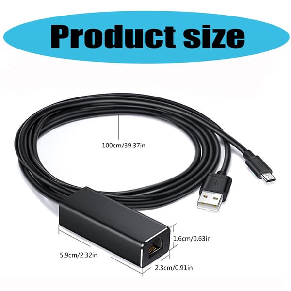 USB 2.0 + USB 5-ben til Ethernet-adapter, USB 2.0 til netværksadapter 100 Mbps, RJ45 TV Internetadapter