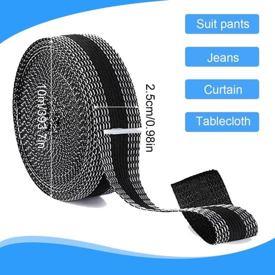 Sort selvklæbende polyester stryge- og gardinbånd