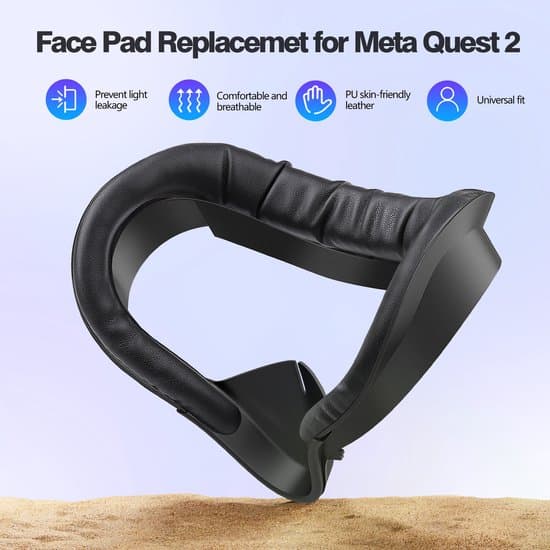 Velegnet til Meta/Oculus Quest 2 VR-headsetmaske/stander, smart tilbehør, åndbart PU-læder.