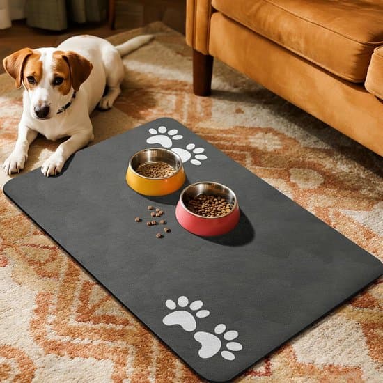 Kæledyrsfodermåtte Hund Kat Spisemåtte - Størrelse XXL - 50*80 cm - Fodermåtte til katte og hunde - Kiselgur måtte - Hurtigtørrende måtte - Spildsikker måtte