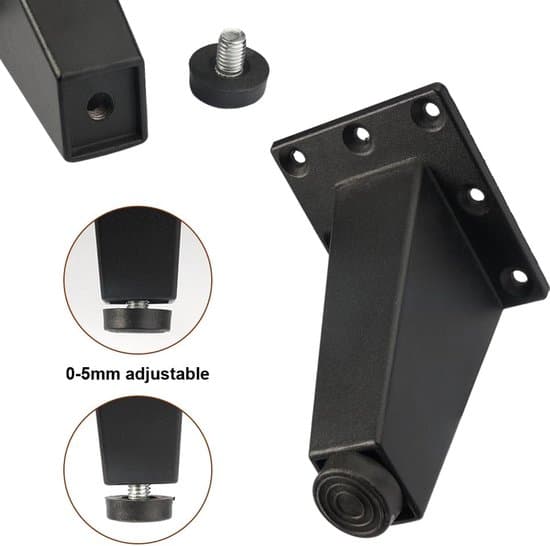 Svarta möbelben 8 cm - Set om 4 - Justerbara triangulära skåpben för möbler