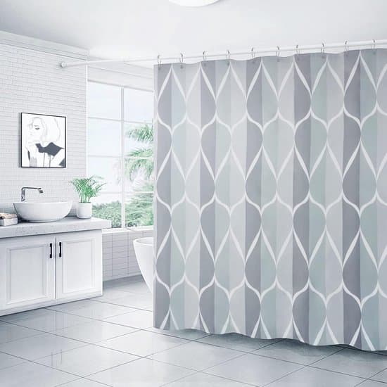 Badrumstillbehör - Vattentätt Duschdraperi - 120x180cm - Grå Polyester - Med 12 Krokar