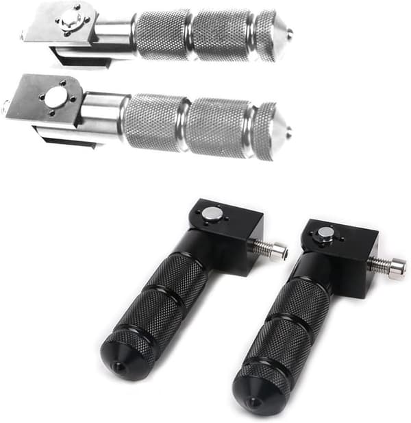 1-par 90° foldbare motorcykelfodstøtter i aluminiumslegering (sort, 8 mm).