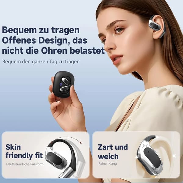 AI-översättning Bluetooth 5.4 HiFi-hörlurar med LED-strömindikator, stöder 144 språk