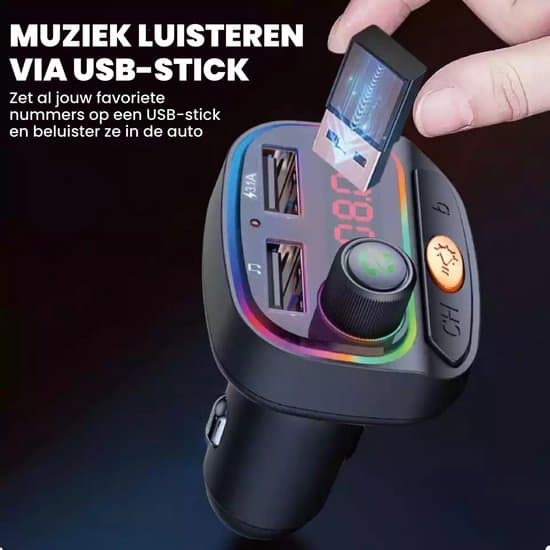 FM Bluetooth-sändare, bilradio, billaddare, dubbel USB, handsfree-samtal, Bluetooth-adapter