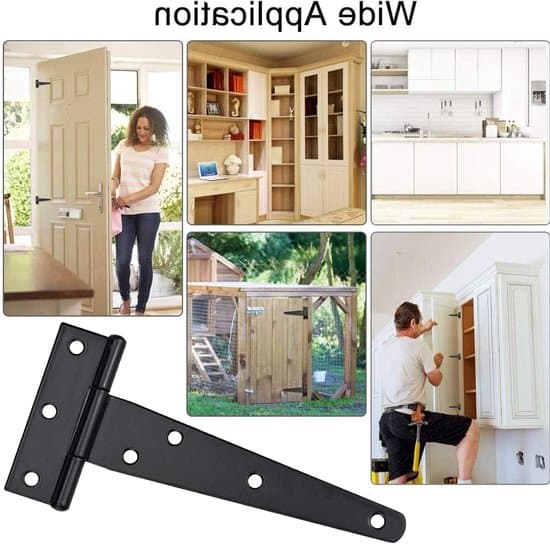 - Sorte T-formede hængsler i rustfrit stål - 4-delt sæt til porte og hegn