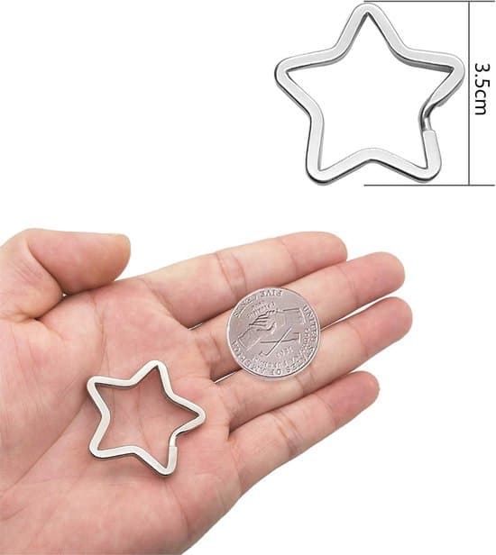 Nyckelringar -30-pack -Ringar -Järn -Stjärnformade -3,5 cm -Silver